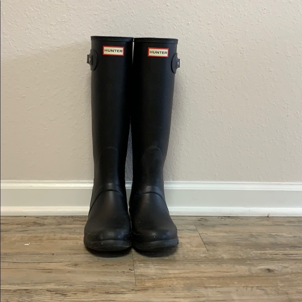 Matte black tall original hunter boots